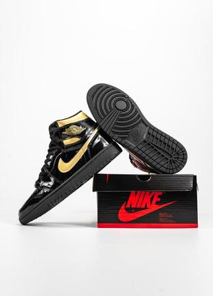 Кросівки jordan 1 retro black\gold кросівки7 фото