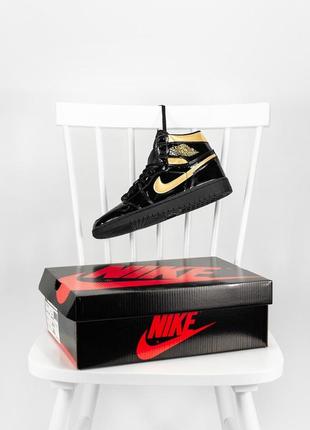 Кросівки jordan 1 retro black\gold кросівки8 фото