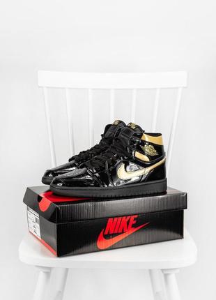 Кросівки jordan 1 retro black\gold кроссовки9 фото