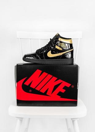 Кросівки jordan 1 retro black\gold кроссовки10 фото