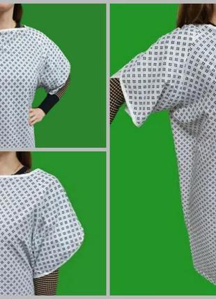 Х4. хлопковый свободный халат рубашка на запах на завязках в больницу унисекс в роддом на операцию4 фото