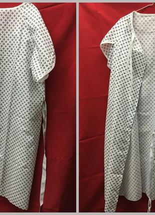 Х4. бавовняний вільний халат сорочка на запах на зав'язках в лікарню унісекс роддом на операцію ба6 фото