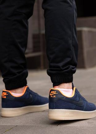 Чоловічі кеди - кросівки в стилі nike air force bleu orange5 фото