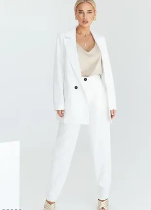 Брючный костюм gepur пиджак брюки белый1 фото