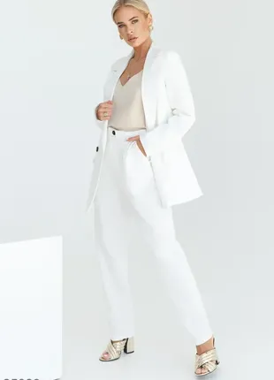 Брючный костюм gepur пиджак брюки белый2 фото