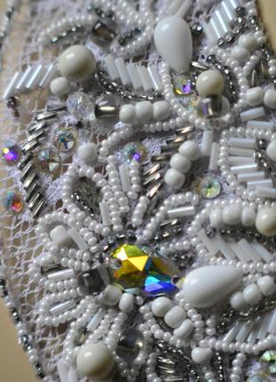 Белое ожерелье ручной работы для невесты5 фото
