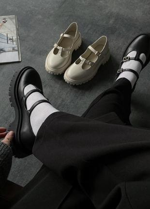 Туфли лоферы кожаные черные и бежевые3 фото