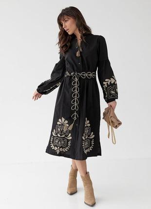 ❤️ неймовірне вишите плаття чорне жіноче міді вишиване вишиванка сукня чорна чорний женское платье миди