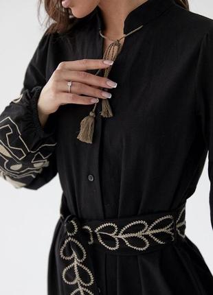 ❤️ невероятное вышитое платье черное женское миди вышиванное вышиванное платье черная черный женское платье4 фото