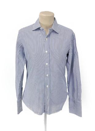 Рубашка фирменная pacific fashion, на запонки, сине белая1 фото