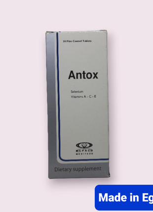 Antox антокс селен, вітамін а, с, е антиоксиданти 30 табл єгипет
