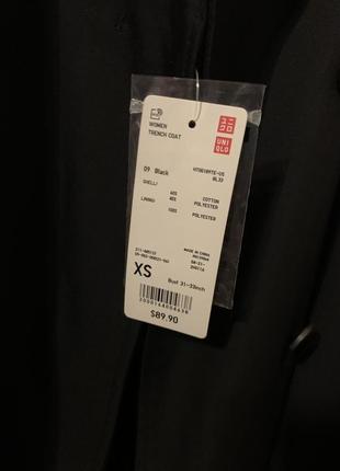 Черный тренч плащ бренда uniqlo4 фото