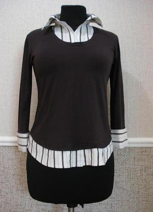Трикотажна блузка з коміром і сорочкою обманкою