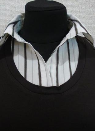 Трикотажная блузка с воротником и рубашкой обманкой2 фото
