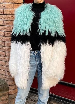 Шуба з натурального хутра лами