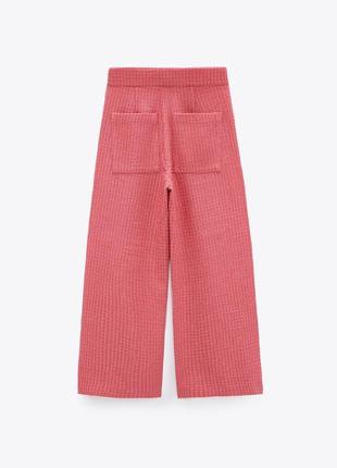 Рожеві твідові брюки кюлоти від zara3 фото