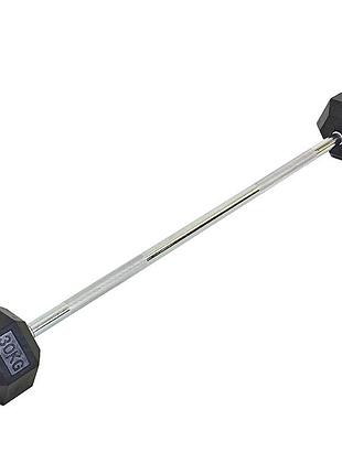 Штанга фіксована пряма гумова rubber hexagon barbell ta-6230 30 кг чорний (58508088)
