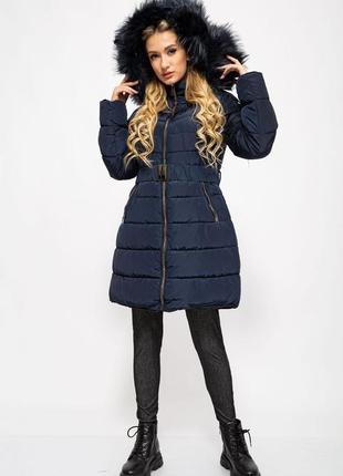 Куртка жіноча зимова колір темно-синій3 фото