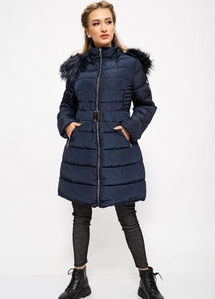 Куртка жіноча зимова колір темно-синій4 фото