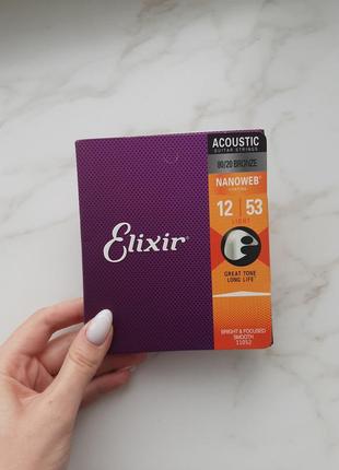 Струни для акустичної гітари elixir 12-53 bronze nanoweb