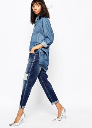 Лляна джинсова сорочка реглан,туніка льон+бавовна monki