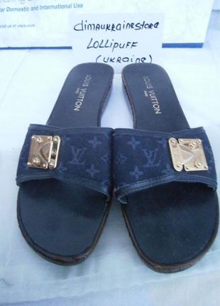Louis vuitton denim italy шлепки оригинал 38,5/25см