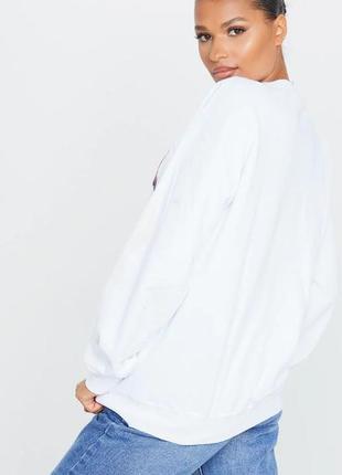 Білий светр оверсайз з написом, хs2 фото