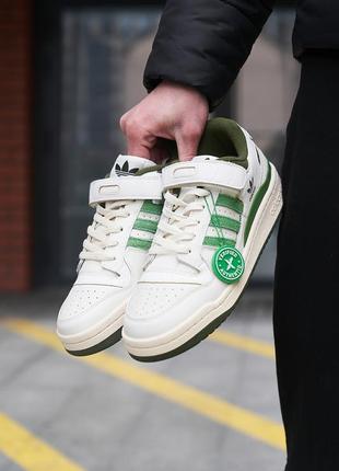 Чоловічі кросівки білі з зеленим adidas forum 84 low crew green
