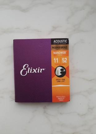 Струны для акустической гитары elixir 11-52 phosphor bronze nanoweb эликсир