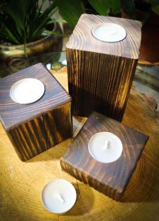 Дерев'яні свічники з натурального дерева з чайною свічкою