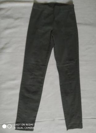 Брендовые стренчевые стильные облегающие брюки на широкой резинке, цвета хаки, h&amp;m3 фото