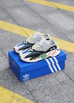 Мужские кроссовки серые с синим adidas yeezy 700 boost grey4 фото