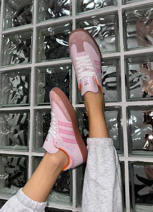 Прекрасные женские кроссовки adidas clover originals samba vegan og pink розовые10 фото