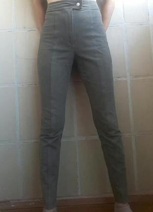 Брендовые стренчевые стильные облегающие брюки на широкой резинке, цвета хаки, h&amp;m