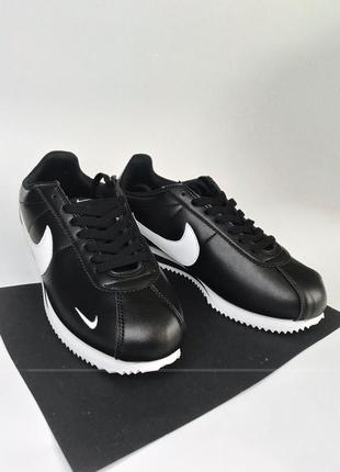 Чоловічі кросівки nike cortez (найк) чорні шкіра2 фото