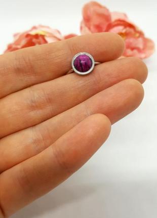 🐦💍 мініатюрне кільце в стилі мінімалізм натуральний камінь рожевий агат5 фото