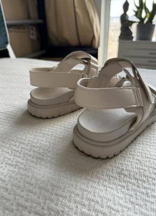 Босоножки сандалии молочного цвета кожаные8 фото