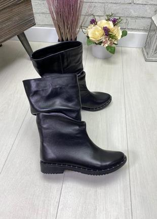 Чоботи демісезонні черевики на низьких підборах, натуральна шкіра