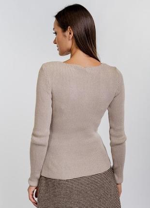 Женский вязаный пуловер с карманом2 фото