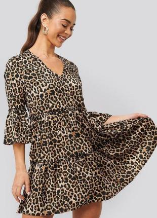 Леопардове плаття з кльошованими рукавами na-kd2 фото