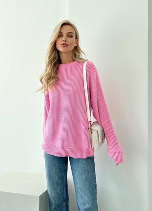 Стильный базовый шерстяной свитер оверсайз, удлиненный с длинными рукавами, розовый синий качественный трендовый5 фото