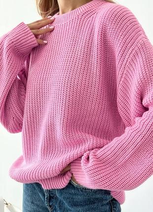 Стильный базовый шерстяной свитер оверсайз, удлиненный с длинными рукавами, розовый синий качественный трендовый2 фото