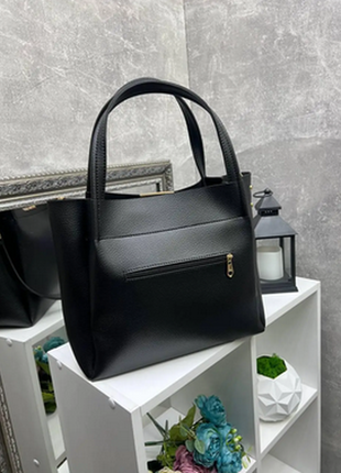 Черная элегантная, большая и вместительная сумка формата а42 фото