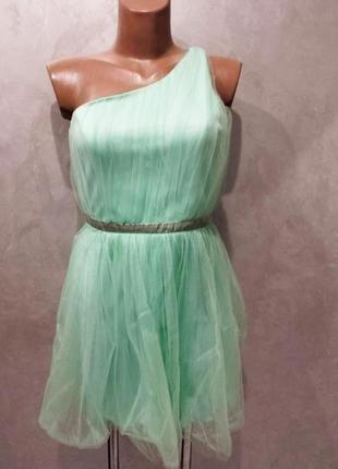 Очаровательное легкое платье на одно плечо бренда мирового уровня jeane blush1 фото