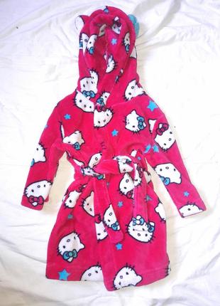 Халат плюшевый hello kitty на 1.5-2 года
