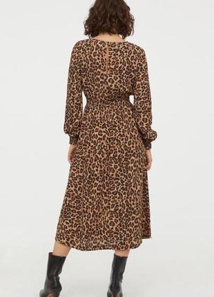 Довге натуральне віскозне плаття сукня леопардовий принт довгий рукав h&m3 фото