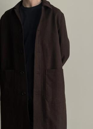 Weekday wool coat оверсайз стильное пальто шерсть шерсть оригинал коричневое новое красивое длинное премиум теплое стеганое утепленное oversized7 фото