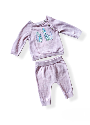 Вязаный костюм для девочки 0-1 месяц tu