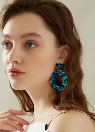 Серьги большие акриловые под янтарь леопардовые шарики пластиковые объемные овальные кольца