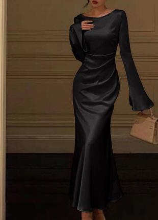 Женское самое трендированное платье макси атлас туречки1 фото